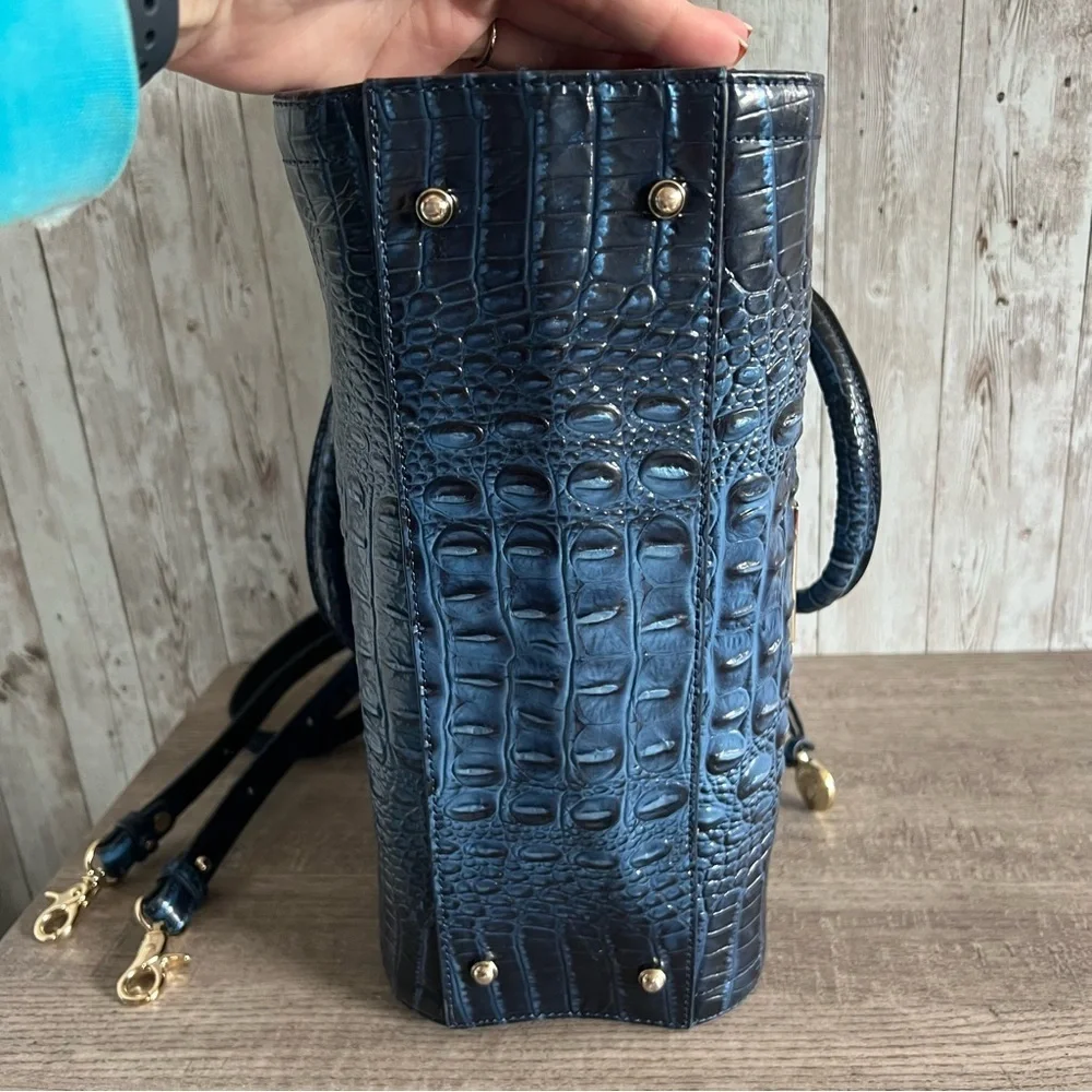 Brahmin Aubree Satchel Maritime Navy Crocodile-Embossed Leather
